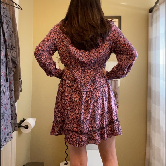 Bohemian style mini dress in navy and pink… - Picture 4 of 7
